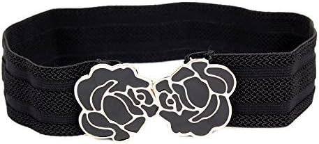 Calonice Amorino Women's Accessory Blace big buckle stretch belt waist band for girls Ladies One size 64x1x5 cm (LxHxW) 26601