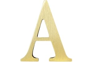 BWRMHME Letras inglesas autoadhesivas de latón macizo de 1.77 pulgadas de altura, 4.5 cm, adhesivo de pared, números de buzón de correo dorado, números de dirección de casa, nombre de estudio, combinación de