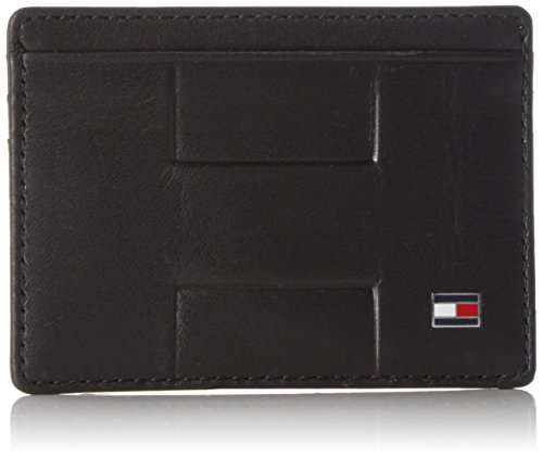 Preisvergleich Produktbild Tommy Hilfiger Herren LEATHER TH EMBOSS CC Geldbörse Schwarz (Black)
