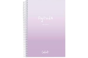 Casterli-AGENDA ESCOLAR BASIC Color Lila, Semana Vista, Vertical, Tamaño A5, Papel 70g, Cubierta Polipropileno Opaco, Colores surtidos, 148 x 210 mm