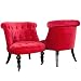 Produktbild Stylischer Design Sessel JOSEPHINE Leinen rot Stoff Wohnzimmersessel Esszimmerstuhl hohe Rückenlehne im Barock Stil mit Rollen