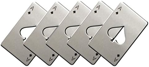 Diawellbottle opener, cap lifter, with ace/playing card design, stainless steel, Stainless Steel, 5 items