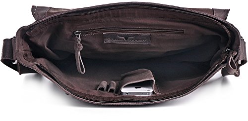 Ledertasche Vintage Leder Umh  ngetasche von URBAN FOREST Damen Herren 14 Zoll Laptoptasche Messenger Bag Aktentasche Arbeitstasche Notebooktasche DIN
