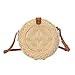 Produktbild XGZ Runde Rattan Tasche,Sommer Stroh Crossbody Tasche Korbtasche Handmade,Damen Rund Handgewebt Umhängetasche