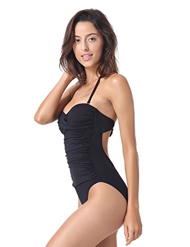 Dobreva Damen Bandeau Badeanzug – Einteiler Bademode Mit Abnehmbare Neckholder - 2