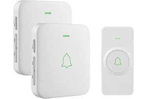 Wireless Doorbell, AVANTEK 1000 Feet/300 M Long Range Door Bells with 2 Receivers, Mini IP55 Waterproof, LED Flash, 5 Levels Volume, 52 Melodies, LED Flash, CW-12