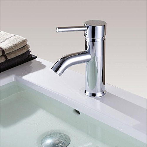 Moderne Einfache verchromt Einhand Waschbecken Wasserhahn - 3