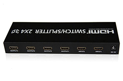 Yatek Switch HDMI 2x4 YK-0204 resolucion 4K x 2K, soporta 3D, Seleccione, amplifique y multiplique la señal HDMI