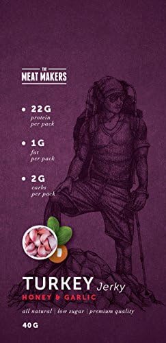 The Meat Makers Honey and Garlic Turkey Jerky 40 g (Pack of 12)