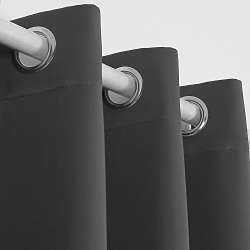Deconovo Blickdicht Gardinen mit Ösen für Schlafzimmer Thermogardinen Vorhang Blickdicht 245×140 cm Dunkelgrau 2er set - 2