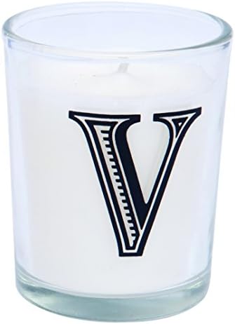 The Country Candle Company V Alphabet Candle in Votive Glass, White