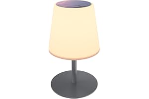 ‎GGII Solar Tischlampe Outdoor Dimmbar LED Akku Outdoor Tischleuchte, USB und Solar Aufladbar, IP44 Wasserdicht Tischleuchten, Kabellose Tischlampe, Solar Lampe for Außen Garten Balkon Restaurant (Grau)