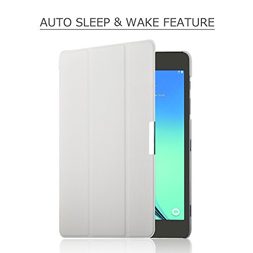 Samsung Galaxy tab A 9.7 Hülle, IVSO Hohe Qualität PU Leather Tasche Case Schutzhülle Cover, mit Standfunction, Auto Sleep, Slim Smart Cover Style Leder Folio Schutzhülle NUR geeignet für Samsung Galaxy Tab A T550N/T555N 24,6 cm (9,7 Zoll) WiFi Tablet PC, Weiß - 3