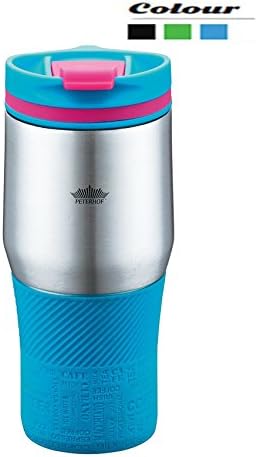 Double Walled Travel Mug Leakproof for Hot and Cold Drinks with BPA Free, One-Handed Open and Drink 450ml (Blue)