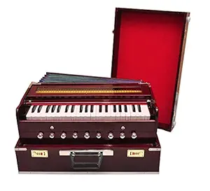 Laying Stye Best Harmonium 9 Stopper Portable, Chudidaar Bellow, 42 Key, 2 Reed Bass-Male, 3 1/2 Octave, Kapler, Harmonium with Cover (Natural)