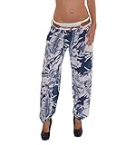 Sehr Bequeme Damen Yoga Sommerhose Mit Elastischem Bund und Gürtel Perfekt Für Urlaub, Yoga, Festival, Freizeit- Kein Schwitzen Kein Kleben DK006 (Weiß)