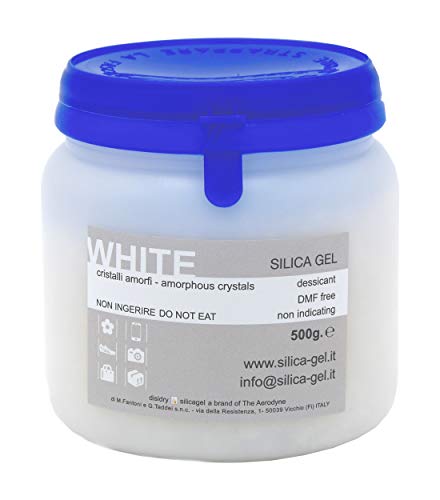 Gel de sílice blanco granular en botella sellada de 500 gramos - DMF y cobalto libre