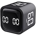 Gravity Sensor Timer Exercise Timer Cube Timer Vibration and Mute Modes Custom Timing 5/10/30/60min for Work, Study,Kitchen Cooking(Black)