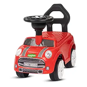 Baybee Cooper Ride on Baby Car for Kids, Baby Ride on Kids Car with Music & Horn Button, Baby Push Ride On Car| Ride on Toys Kids Baby Car | Car for Kids to Drive 12 to 24 Months Boy Girl (Red)