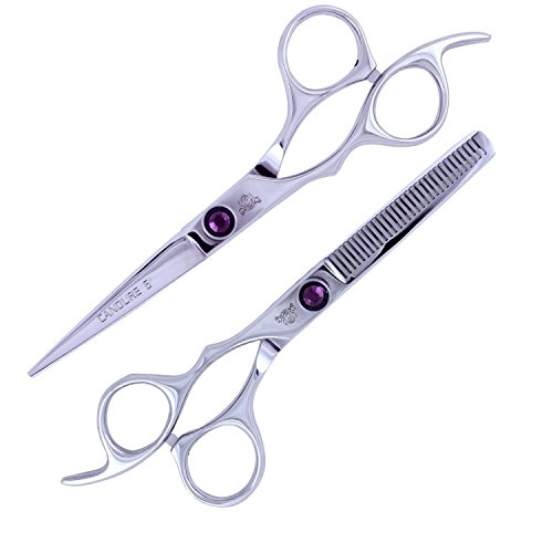 Preisvergleich Produktbild CANDURE® Professionelle Linkshänderschere Haarscheren Set Micro Verschlungene Friseurschere Effilierschere Set, 6 '' (15,24 cm), Polnisch mit Green Jewels