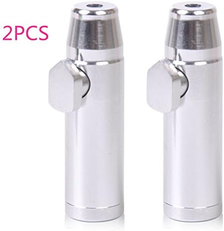 ZCGYL 2Pcs Dispenser Sniffer Pipe Nasal Bullet Snuff Snorter Rocket Shape Metal