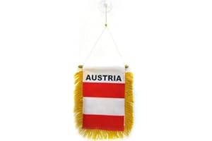 AZ FLAG AUSTRIA mini banner 6'' x 4'' - AUSTRIAN PENNANT 15 x 10 cm - mini banners 4x6 inch suction cup hanger