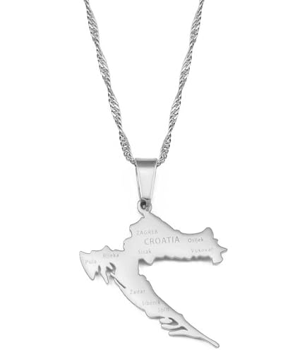 Kroatien-Karte Halskette Mit Flaggen-Anhänger – Patriotischer Unisex-Schmuck Als Geschenk