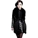 Produktbild Elecenty Damen Lange Jacke Kunstleder Pelz Revers Cardigan Wintermantel Daunenjacke Pullover,Langarm Outwear Mantel Parkajacke Sweatshirt Oberbekleidung weihnachten Overcoat Parka (XXL, Schwarz)
