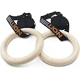 5BILLION Anelli Ginnastica Legno - Fitness Anelli Palestra con Regolabili Lunghi Fibbie Cinghie - Allenamento per Palestra di