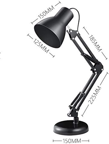 Desk Lamp,Swing Arm Clamp Metal Structure Adjustable Shade Position Architect Lamp Office Home Dorm Base diameter150mm Black