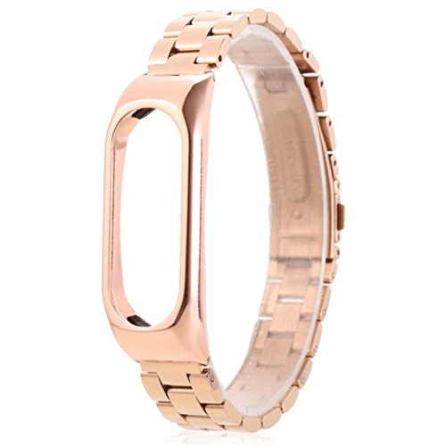 Para Xiaomi MI Banda 2, DoraMe Moda de acero inoxidable ligero correa de reloj (Oro3)