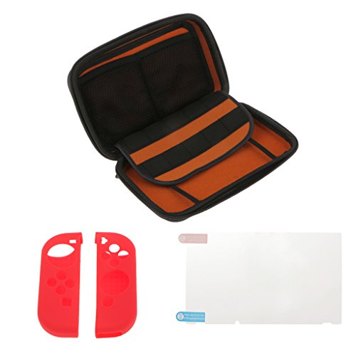 Preisvergleich Produktbild Gazechimp 3x Nintendo Switch Zubehör Kit mit Silikon Kasten Gehäuse, Hart Aufbewahrungsetui Beutel Und Schutzfolie