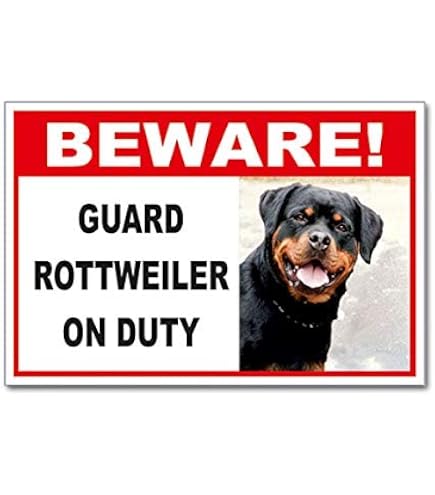 Warnschild "Beware I Live Here" Mit Rottweiler - Holzscheibe 15,2 X 30,5 Cm Für Garten & Haus