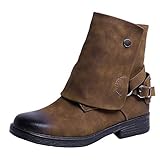◑‿◑ JUSTSELL Schuhe für Damen,Frauen Kunstleder Booties Einfarbig Militästiefel Reißverschluss Motorradstiefel Dicker Absatz Allroundstiefel Schuhe