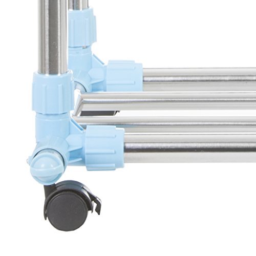 Rollbarer Kleiderständer Garderobenwagen Rollgarderobe Garderobe mit 2 Kleiderstangen höhenverstellbar - 5