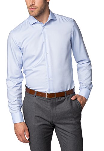 ETERNA Langarm Hemd SLIM FIT Natté strukturiert Hellblau