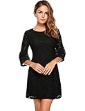 Zeagoo Femme Robe Courte Sexy Dentelle Elégant Mini Robe Demoiselle d'honneur Manche Longue Mode Soirée Cocktails Mariage - Noir - Large