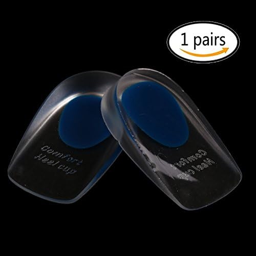 Twinkling Stars 1 Pairs Silicone Gel Heel Cups Cushion Inserts Pads for Plantar Fasciitis, Bone Spurs Pain Relief Protectors Treatment (Blue S 4.06x2.24 inch)