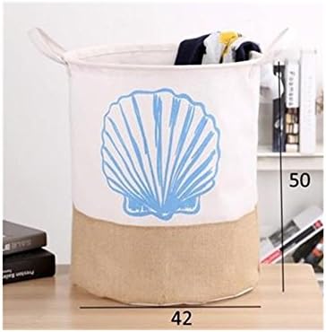 Saint Kaiko Cotton Laundry Hamper Foldable with Handle Laundry Basket Laundry Bin Round Storage Basket Dirty Clothes Holder Storage Bin for Nursery Toys Clothing (Beige and White 3)