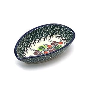 Polish Pottery Spoon Rest – Burgundy Berry Green