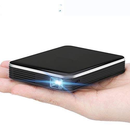 TIAMO Mini Projecteur, Projecteur Portable DLP for Les Films Vidéo À La Maison, avec Trépied, Prise en Charge De La Batterie Intégrée for Android, 1080P, HDMI Micro Carte TF
