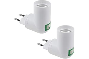 TXErfolg 2 Stück E27 Lampenfassung ohne Kabel AC 230V E27 Lampe Fassung aus Umweltfreundlichem Flammhemmendem PBT mit Schalter EU-Stecker 180° drehbar für Küchenlampe/Garagenlampe