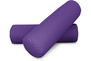 HAPPERS 2 Cojines cilíndricos de 50x15 en Polipiel Lila. Rollo Cervical para aliviar Dolor postural o Dormir