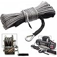 Auveach Winch Rope 6mmx15m 7700lbs Synthetic Sheath Line Cable for ATV UTV Truck