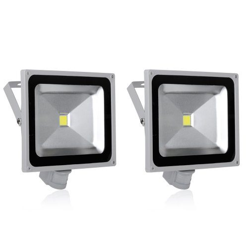 2X 50W LED Flood Light PIR Motion Sensor Security Floodlight Cool White Outdoor Spot Lamp IP65