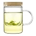 Produktbild Emoi 450ml Teekanne, Pyrexglas Brewing Teetasse, Tee-Tasse, Premium-Lose-Blatt-Blumen-Tee Und Kaffeemaschine Mit Infuser Sieb, Bambus Deckel, Hitzebeständig, Einfach Zu Brauen Und Zu Reinigen. (H1119)