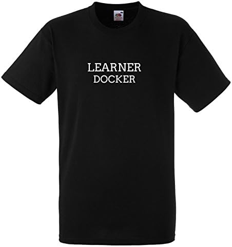 Learner Docker Funny Gift T Shirt Large Black Tee With White Print
