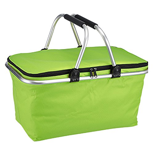 JEMIDI Einkaufskorb Kühlkorb Kühltasche Uni Einkaufs Korb Körbchen Tasche Faltkorb Alu Picknick Tragekorb Tasche Faltbar Alukorb Kühlkob Schwarz - 5
