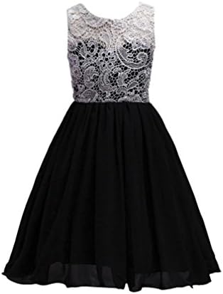 Girls Dress, Sonnena Girls Lace Tutu Tulle Gown Princess Dress Pageant Bridesmaid Dress Wedding Formal Dress Party Dresses Girls Lace Tulle Dress Sleeveless Dresses Girls Party Outfit Kids Sundress (11-12 years, Black)