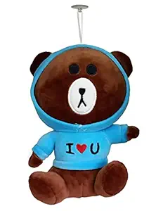 Tickles I Love You Teddy Cartoon Soft Stuffed Plush Animal Toy for Kids Baby Girl Birthday Gifts Decoration (Color: Blue Size: 25 cm)